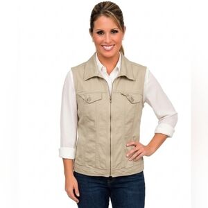 ClEO Khaki Denim Vest Size 10
